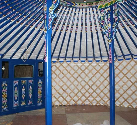 Blue yurt inside