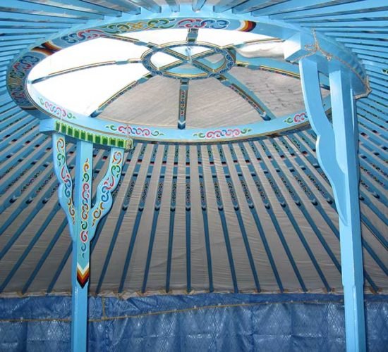 Light blue yurt inside