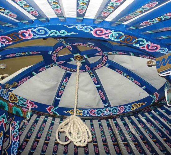 Blue yurt inside crown
