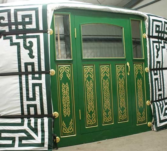Green yurt door