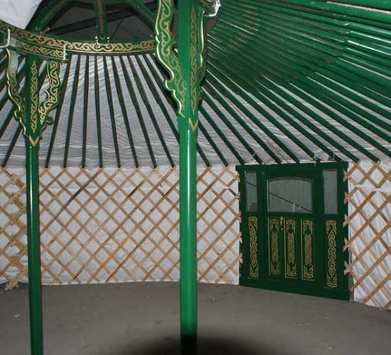 Green yurt door